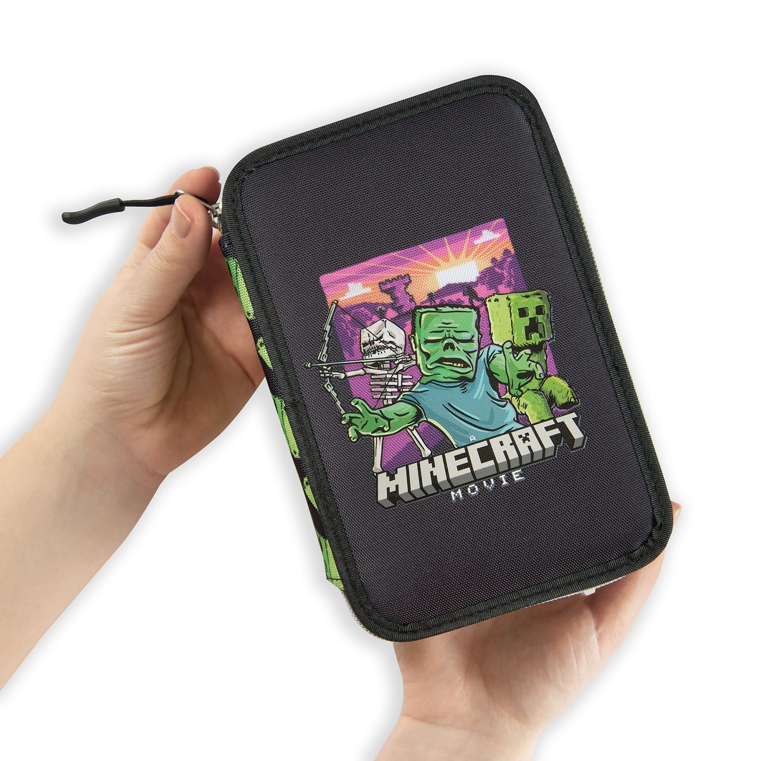 FC PANINI - Astuccio Minecraft Movie 3 Zip Nero/Verde